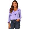 imageAllegra K Womens Ruffle Blouse for Business Work Elegant V Neck Long Sleeve Casual Dressy TopLight Purple