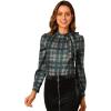 imageAllegra K Womens Tie Front Tops Long Sleeve Dressy Elegant Bow Neck ShirtDark Green