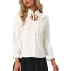 imageAllegra K Womens Victorian Blouse Vintage Ruffled Long Sleeve Button Up Gothic Shirt TopWhite