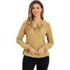 imageAllegra K Womens Vintage Ruffle Neck Chiffon Top Long Sleeve Casual Office BlouseKhakidots