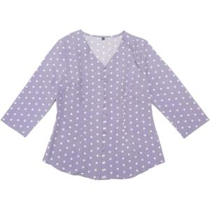 imageAllegra K Womens Vintage Polka Dots 34 Sleeve Button Front V Neck Casual Office Blouse TopDusty Purple