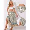 imageAllegra K Boho Skirt for Womens Casual Peasant Floral Bohemian Tassels Elastic Waist Maxi SkirtsBeige