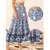 imageAllegra K Boho Skirt for Womens Casual Peasant Floral Bohemian Tassels Elastic Waist Maxi SkirtsBlue