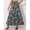 imageAllegra K Boho Skirt for Womens Casual Peasant Floral Bohemian Tassels Elastic Waist Maxi SkirtsDark Blue