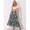 imageAllegra K Boho Skirt for Womens Casual Peasant Floral Bohemian Tassels Elastic Waist Maxi SkirtsDark Blue