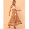 imageAllegra K Boho Skirt for Womens Casual Peasant Floral Bohemian Tassels Elastic Waist Maxi SkirtsOrange