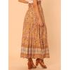 imageAllegra K Boho Skirt for Womens Casual Peasant Floral Bohemian Tassels Elastic Waist Maxi SkirtsOrange