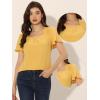 imageAllegra K Casual Peasant Blouse for Womens Smocked Square Neck Ruffle Sleeves TopYellow