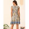 imageAllegra K Floral Dress for Womens Round Neck Ruffle Sleeveless Boho DressMulticolor
