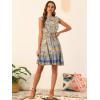 imageAllegra K Floral Dress for Womens Round Neck Ruffle Sleeveless Boho DressMulticolor