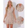 imageAllegra K Floral Dresses for Womens Sleeveless V Neck Sleeveless Smocked Waist Ruffle Mini DressPink