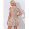 imageAllegra K Floral Dresses for Womens Sleeveless V Neck Sleeveless Smocked Waist Ruffle Mini DressPink