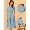 imageAllegra K Peasant Smocked Dress for Womens Short Sleeve Midi Summer Casual Tiered ALine DressBlue