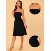 imageAllegra K Summer Boho Dress for Womens Smocked Spaghetti Strap Tie Waist Ruffle Beach Cami DressesBlack