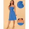 imageAllegra K Summer Boho Dress for Womens Smocked Spaghetti Strap Tie Waist Ruffle Beach Cami DressesBlue