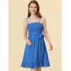 imageAllegra K Summer Boho Dress for Womens Smocked Spaghetti Strap Tie Waist Ruffle Beach Cami DressesBlue