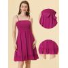 imageAllegra K Summer Boho Dress for Womens Smocked Spaghetti Strap Tie Waist Ruffle Beach Cami DressesFuchsia