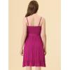 imageAllegra K Summer Boho Dress for Womens Smocked Spaghetti Strap Tie Waist Ruffle Beach Cami DressesFuchsia