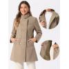 imageAllegra K Winter Trench Coats for Womens Casual Stand Collar Pea Double Breasted OvercoatBrown
