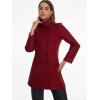 imageAllegra K Winter Trench Coats for Womens Casual Stand Collar Pea Double Breasted OvercoatBurgundy