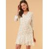 imageAllegra K Womens 34 Sleeve Ruffle Hem Buttons Decor Drawstring Ruched Chiffon DressBeige