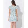 imageAllegra K Womens Casual Ruffled Sleeve Pleated Square Neck Floral DressBlue