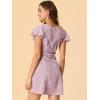 imageAllegra K Womens Casual Ruffled Sleeve Pleated Square Neck Floral DressPink
