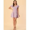 imageAllegra K Womens Casual Ruffled Sleeve Pleated Square Neck Floral DressPink