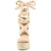 imageAllegra K Womens Espadrilles Platform Sandals Lace Up Open Toe Wedges HeelsBeige