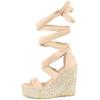 imageAllegra K Womens Espadrilles Platform Sandals Lace Up Open Toe Wedges HeelsBeige
