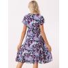 imageAllegra K Womens Floral Leaves Wrap Dress Tie Waist Hawaiian Beach Tropical Summer DressDeep Blue