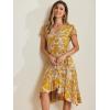 imageAllegra K Womens Floral Leaves Wrap Dress Tie Waist Hawaiian Beach Tropical Summer DressYellow