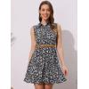 imageAllegra K Womens Floral Printed Half Placket Above Knee Summer Sleeveless Belted DressBlack