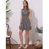 imageAllegra K Womens Floral Printed Half Placket Above Knee Summer Sleeveless Belted DressBlack
