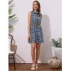 imageAllegra K Womens Floral Printed Half Placket Above Knee Summer Sleeveless Belted DressBlue