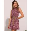 imageAllegra K Womens Floral Printed Half Placket Above Knee Summer Sleeveless Belted DressRed