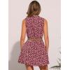 imageAllegra K Womens Floral Printed Half Placket Above Knee Summer Sleeveless Belted DressRed