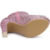 imageAllegra K Womens Glitter Platform Chunky Heeled Open Toe Heel Ankle BootsPink