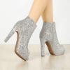 imageAllegra K Womens Glitter Platform Chunky Heeled Open Toe Heel Ankle BootsSilver