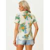 imageAllegra K Womens Hawaiian Shirt Floral Leaves Printed Short Sleeve Top Tropical Button Down Shirt Summer Fashion 2024Beige