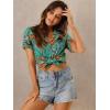 imageAllegra K Womens Hawaiian Shirt Floral Leaves Printed Short Sleeve Top Tropical Button Down Shirt Summer Fashion 2024Black