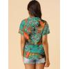 imageAllegra K Womens Hawaiian Shirt Floral Leaves Printed Short Sleeve Top Tropical Button Down Shirt Summer Fashion 2024Black