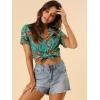 imageAllegra K Womens Hawaiian Shirt Floral Leaves Printed Short Sleeve Top Tropical Button Down Shirt Summer Fashion 2024Black