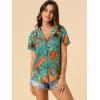 imageAllegra K Womens Hawaiian Shirt Floral Leaves Printed Short Sleeve Top Tropical Button Down Shirt Summer Fashion 2024Black