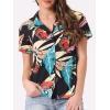 imageAllegra K Womens Hawaiian Shirt Floral Leaves Printed Short Sleeve Top Tropical Button Down Shirt Summer Fashion 2024Blacks