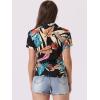 imageAllegra K Womens Hawaiian Shirt Floral Leaves Printed Short Sleeve Top Tropical Button Down Shirt Summer Fashion 2024Blacks