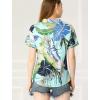 imageAllegra K Womens Hawaiian Shirt Floral Leaves Printed Short Sleeve Top Tropical Button Down Shirt Summer Fashion 2024Blue