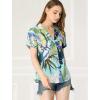 imageAllegra K Womens Hawaiian Shirt Floral Leaves Printed Short Sleeve Top Tropical Button Down Shirt Summer Fashion 2024Blue