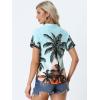imageAllegra K Womens Hawaiian Shirt Floral Leaves Printed Short Sleeve Top Tropical Button Down Shirt Summer Fashion 2024Blue Coconut