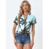 imageAllegra K Womens Hawaiian Shirt Floral Leaves Printed Short Sleeve Top Tropical Button Down Shirt Summer Fashion 2024Blue Coconut